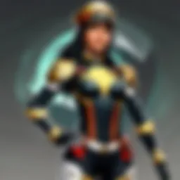 An illustration showcasing Senna's character design and abilities