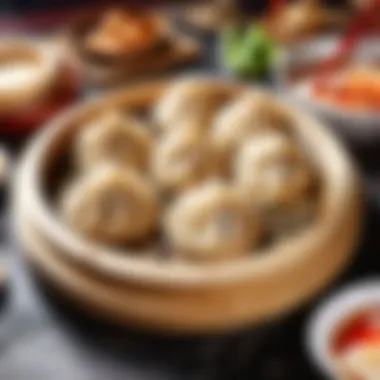 Traditional bamboo steaming basket with xlb xiao long bao