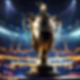 Champions League Trophy Illuminated by Stadium Lights