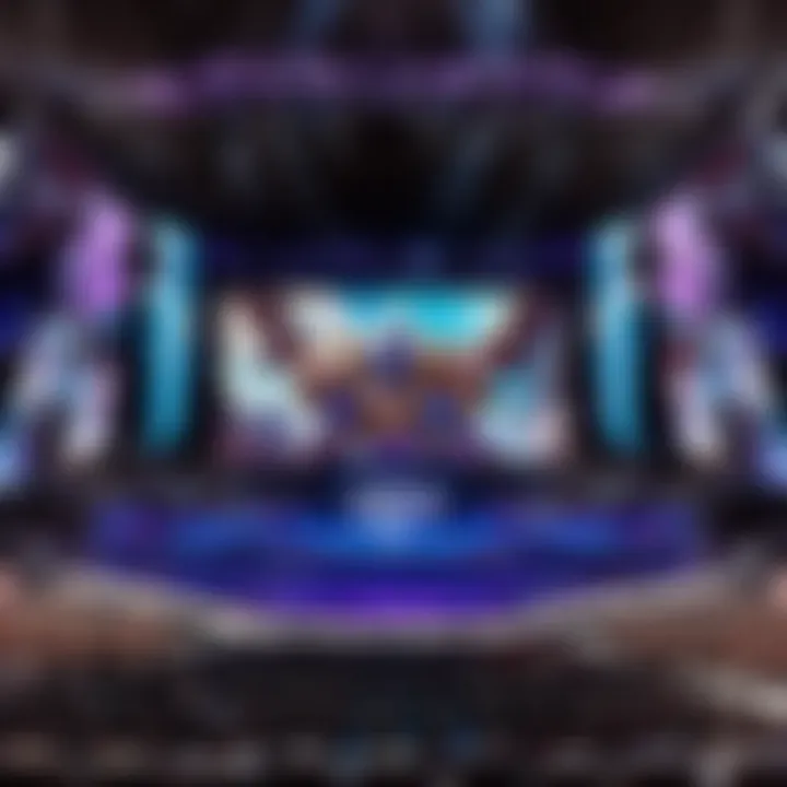 An impressive view of the stage setup for the League of Legends Worlds