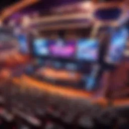 A vibrant esports arena filled with enthusiastic fans.