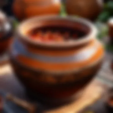 Earthenware pot filled with fermenting Sikhye