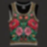 Elegant tank top with intricate floral embroidery