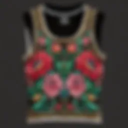 Elegant tank top with intricate floral embroidery