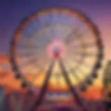 Elevated view of Skyview Ferris Wheel at sunset