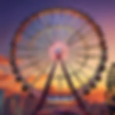 Elevated view of Skyview Ferris Wheel at sunset