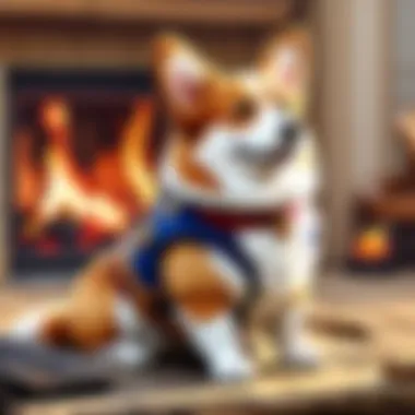 Corgi Loyal Companion by the Fireside