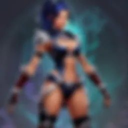 A vibrant character skin from League of Legends showcasing unique fashion elements.