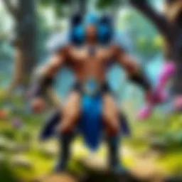 A dynamic gameplay scene from League of Legends showing champions in action
