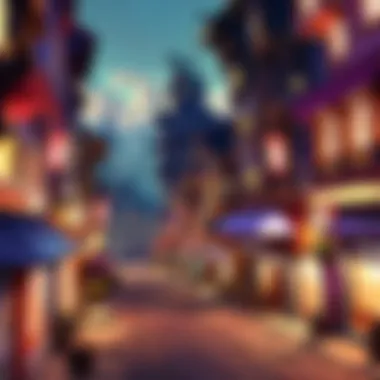 Bustling Metropolis of Piltover Vibrant cityscape bustling with diverse characters and activities