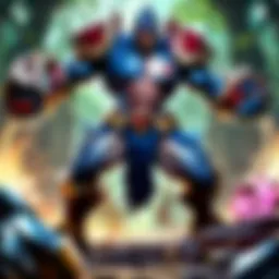 A dynamic battlefield showcasing champions in action within League of Legends.