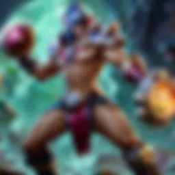 Diverse League of Legends champions displayed in a vibrant setting
