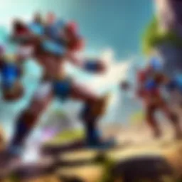 A dynamic in-game scene from League of Legends showcasing a strategic battle between champions.