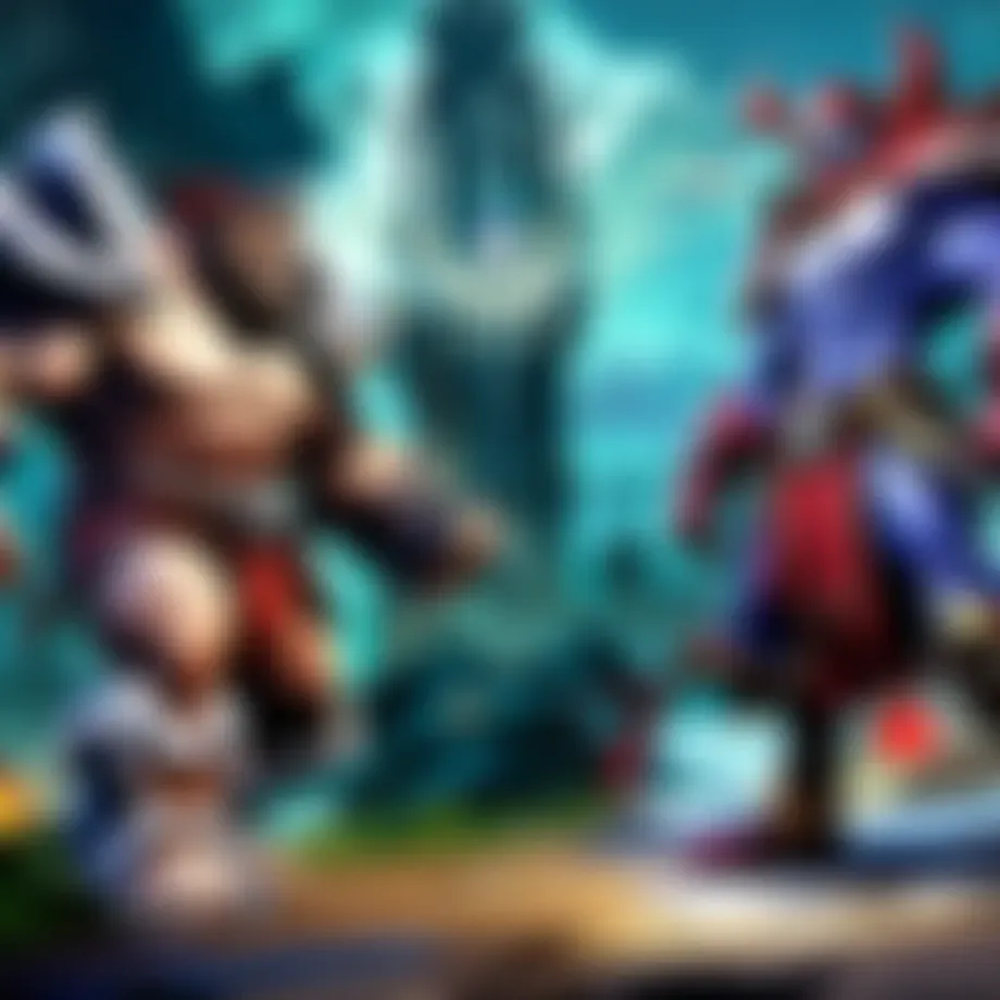 A captivating scene from an epic League of Legends match showcasing vibrant champions in action