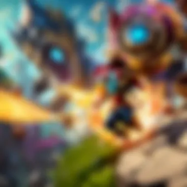 Champions Clash in Summoner's Rift A vibrant depiction of the Summoner's Rift with champions engaged in battle.