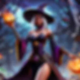 A mystical witch casting a spell in a dark forest