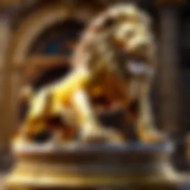 Golden Lion Statue showcasing wealth and prosperity theme