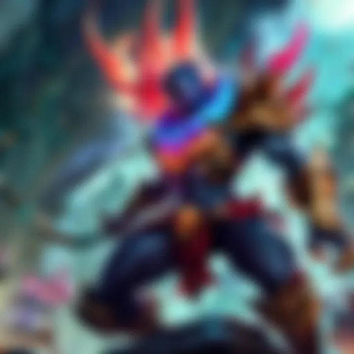 Abstract depiction of intense League of Legends esports match