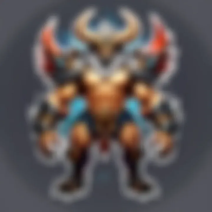 Intricate design of a custom League of Legends sticker featuring mythical creatures