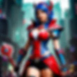 A vibrant display of League of Legends cosplay at a gaming convention.