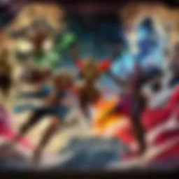 A vibrant League of Legends-themed desk mat showcasing iconic champions.