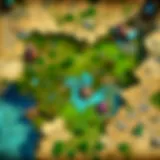 An overview of the League of Legends map showcasing key areas for leveling up