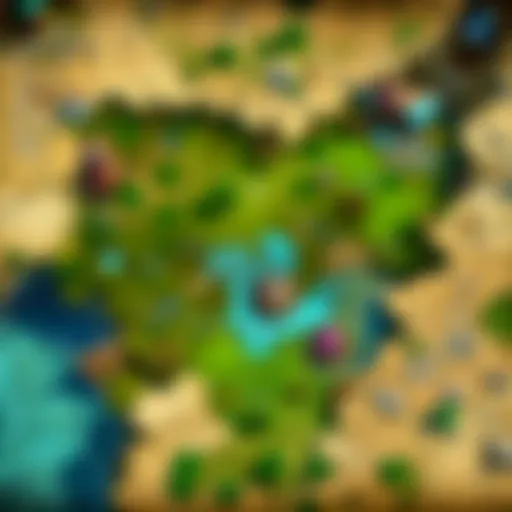 An overview of the League of Legends map showcasing key areas for leveling up
