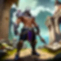 A vibrant illustration of a League of Legends match in progress, showcasing strategic gameplay.