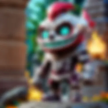 Community Engagement with the Ziggs Statue Fans engaging with the Ziggs Statue during a League of Legends event