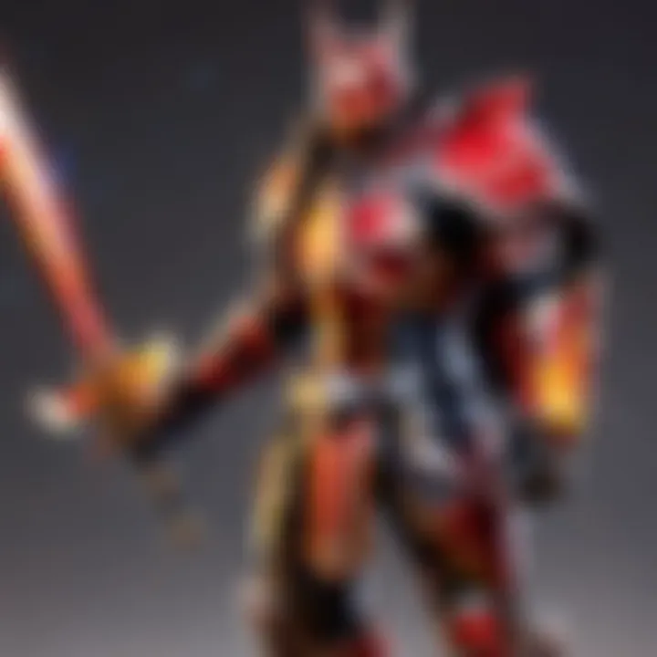 Fearsome warrior with fiery armor and blazing sword