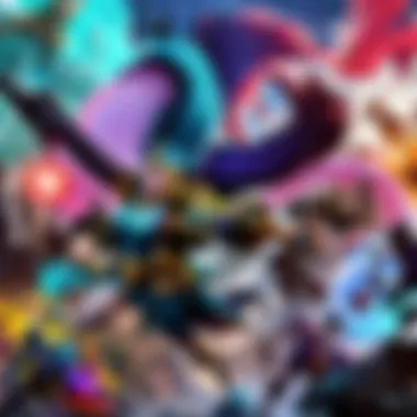 Illustration showcasing a diverse array of League of Legends champions